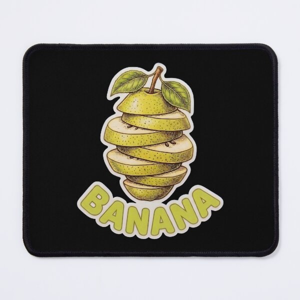 Item preview, Funny Sliced Pear BANANA Die-Cut Sticker | Ironic Sarcastic Fruit Graphic | Funny Confusion Quote T-Shirt Print | Pop Art Meme Decal designed and sold by SergioMiklos.