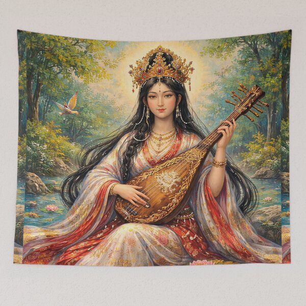 Item preview, Benzaiten, pintura de una diosa mística japonesa designed and sold by GalleryKauffeld.