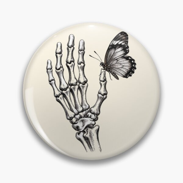 Item preview, Skeleton Hand Holding Butterfly Vintage Engraving designed and sold by OksArtStudio.