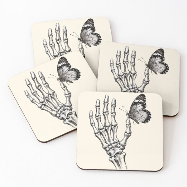 Item preview, Skeleton Hand Holding Butterfly Vintage Engraving designed and sold by OksArtStudio.