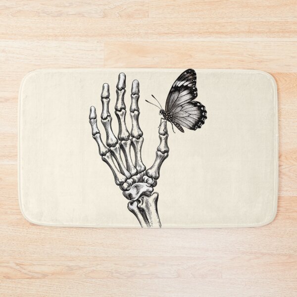 Item preview, Skeleton Hand Holding Butterfly Vintage Engraving designed and sold by OksArtStudio.