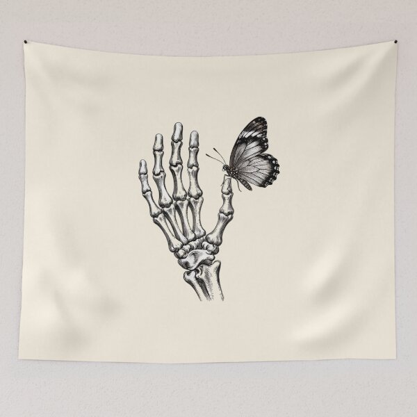 Item preview, Skeleton Hand Holding Butterfly Vintage Engraving designed and sold by OksArtStudio.