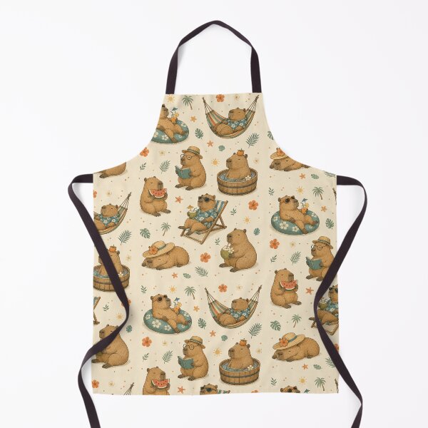 Item preview, Tropical Capybara Summer – Cute Retro Holiday Pattern designed and sold by BadaBingBear.