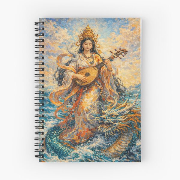 Item preview, Benzaiten and the Sea Dragon – Japanese Mythology Painting designed and sold by GalleryKauffeld.