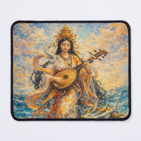 Item preview, Benzaiten and the Sea Dragon – Japanese Mythology Painting designed and sold by GalleryKauffeld.