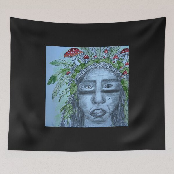Item preview, Mushroom Shaman King - Forest Spirit Tribal Art designed and sold by MAISON SYLVIE.
