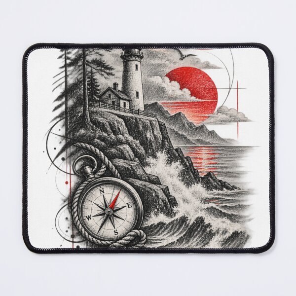 Item preview, Lighthouse Ocean Sketch Compass designed and sold by moditeck.