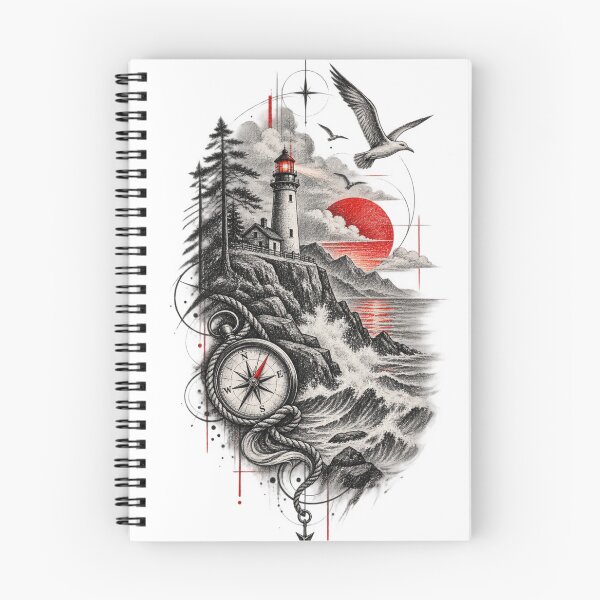 Item preview, Lighthouse Ocean Sketch Compass designed and sold by moditeck.