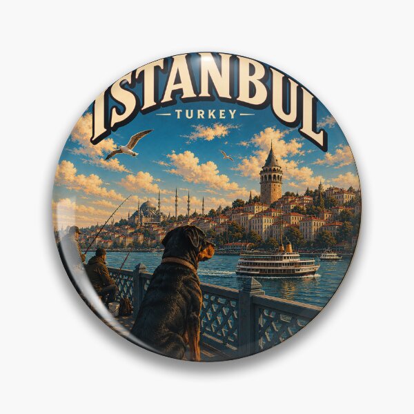 Item preview, Istanbul Turkey Rottweiler Vintage Travel Poster | Bosphorus Dog Lover designed and sold by FireWildChild.