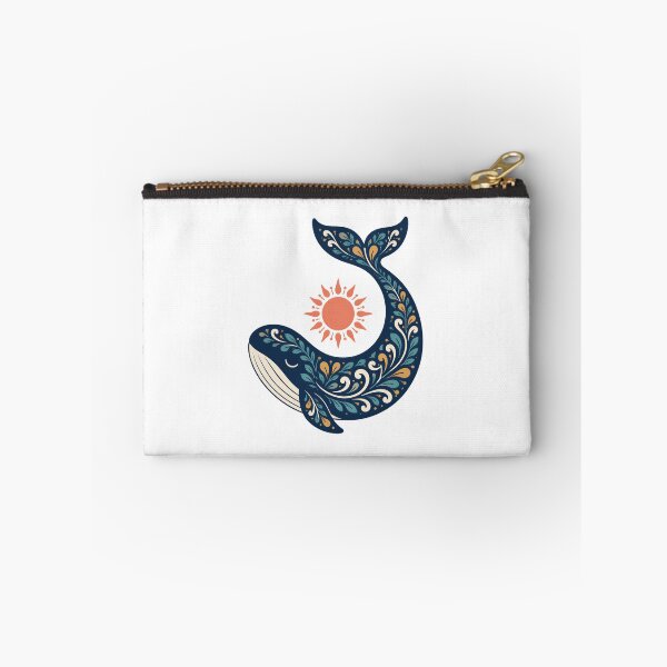 Item preview, Moby Dick Folk Whale - Floral Navy and Coral Sun designed and sold by Fenay Designs.