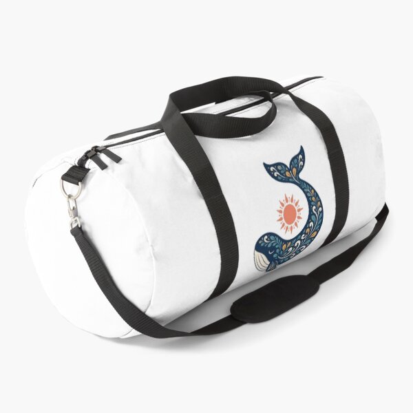 Item preview, Moby Dick Folk Whale - Floral Navy and Coral Sun designed and sold by Fenay Designs.