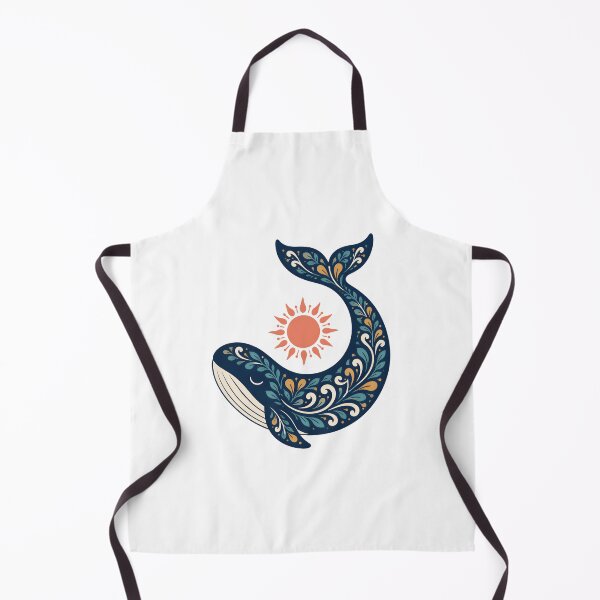 Item preview, Moby Dick Folk Whale - Floral Navy and Coral Sun designed and sold by Fenay Designs.