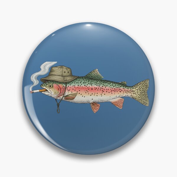 Item preview, Smoking Rainbow Trout in Fishing Bucket Hat Meme designed and sold by Darkifun.