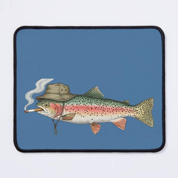 Item preview, Smoking Rainbow Trout in Fishing Bucket Hat Meme designed and sold by Darkifun.