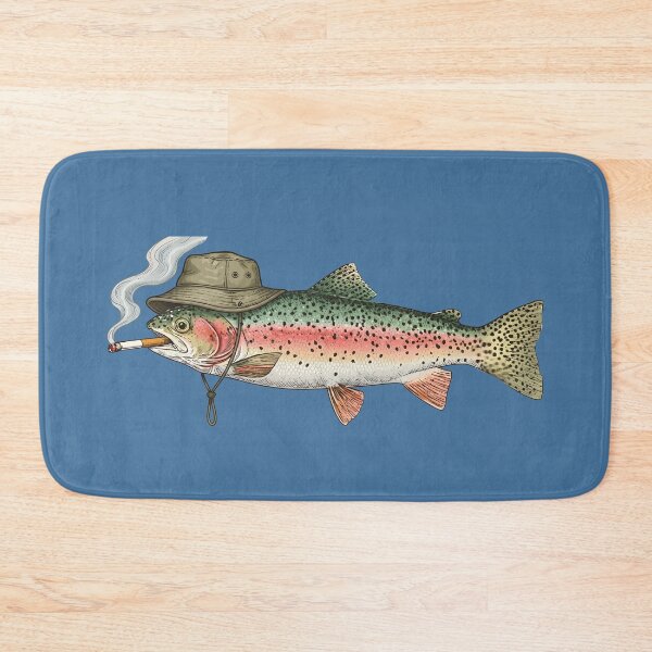 Item preview, Smoking Rainbow Trout in Fishing Bucket Hat Meme designed and sold by Darkifun.