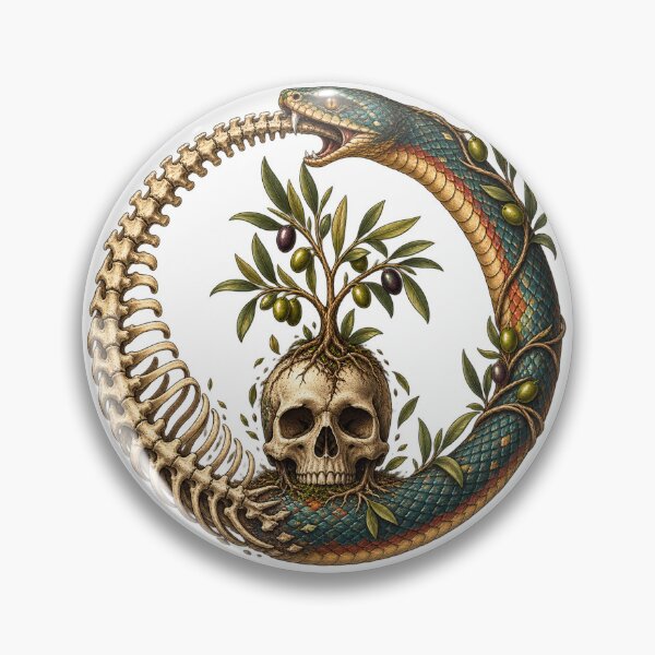 Item preview, Ouroboros with a skull and a olive tree designed and sold by Odinsshop.