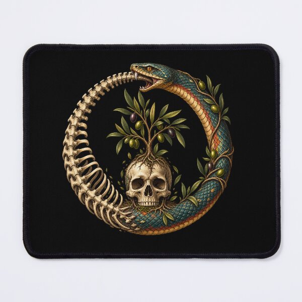 Item preview, Ouroboros with a skull and a olive tree designed and sold by Odinsshop.