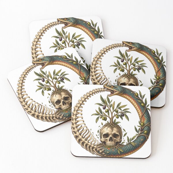 Item preview, Ouroboros with a skull and a olive tree designed and sold by Odinsshop.
