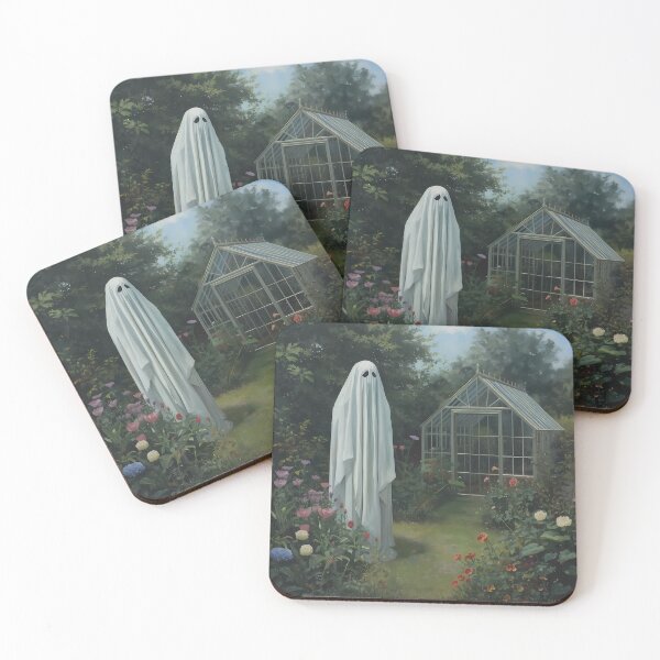 Item preview, Cute Ghost Halloween Garden Greenhouse Cottagecore Spooky Art designed and sold by GrinGalore.