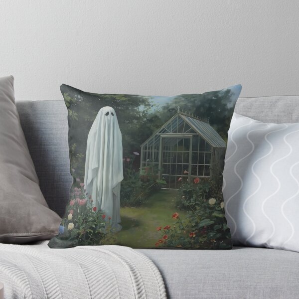 Item preview, Cute Ghost Halloween Garden Greenhouse Cottagecore Spooky Art designed and sold by GrinGalore.