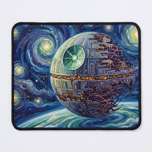 Item preview, Death Star Starry Night Sci Fi Landscape designed and sold by Bad-Decisions-Designs.