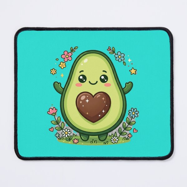 Item preview, Cute Kawaii Happy Avocado Sticker — Avocado with Heart Seed & Wildflowers Food Illustration designed and sold by Tinydoodlenest .