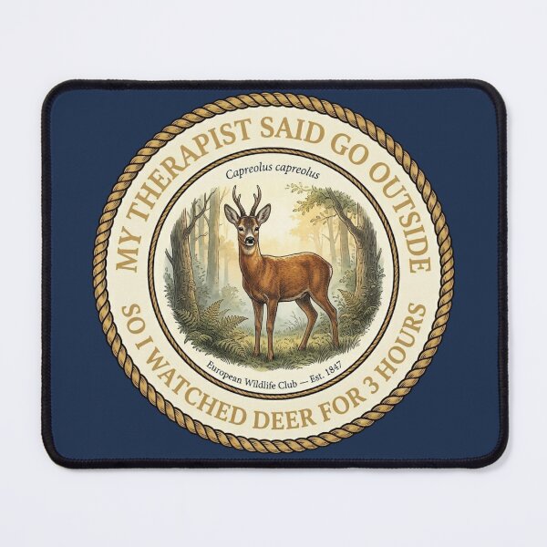 Item preview, My Therapist Said Go Outside I Watched Deer Badge designed and sold by CalmCapy Co.