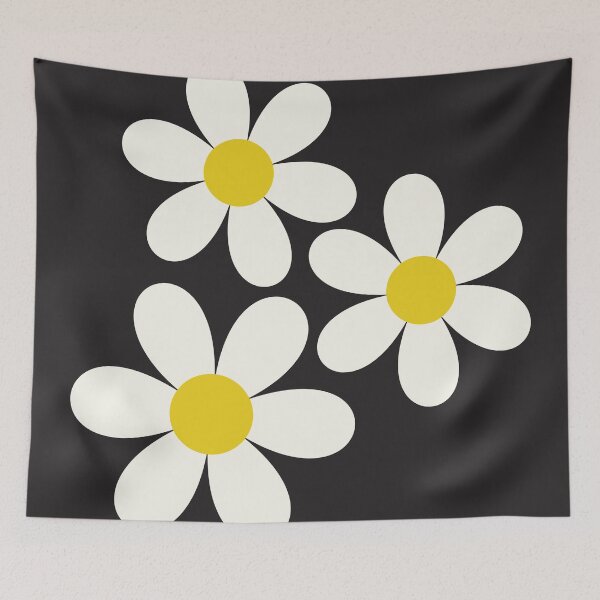 Item preview, Retro Daisy Flower Black Pattern designed and sold by photossmirnov.