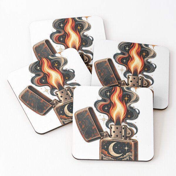Item preview, Vintage Celestial Lighter Flame Mountain Horizon Art designed and sold by PotatoMarket.