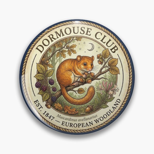 Item preview, Dormouse Club Vintage Badge European Wildlife Art designed and sold by CalmCapy Co.