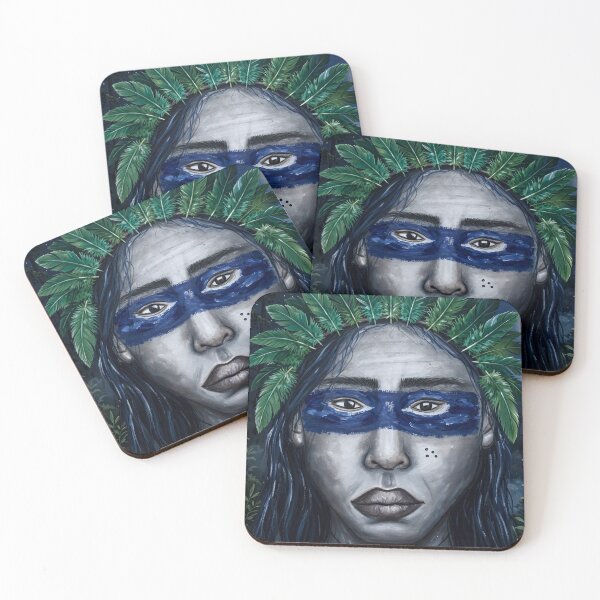 Item preview, Jungle Mask King - Blue War Paint Tribal Art designed and sold by MAISON SYLVIE.