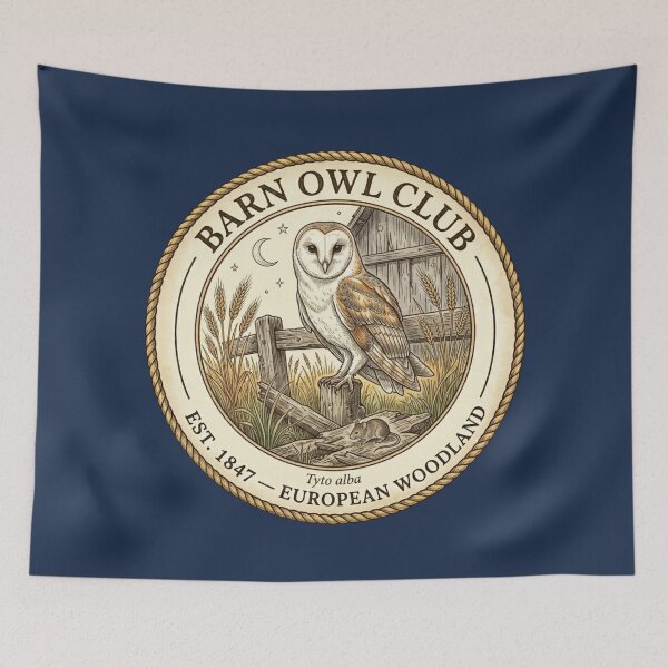 Item preview, Barn Owl Club Vintage Badge European Wildlife Art designed and sold by CalmCapy Co.