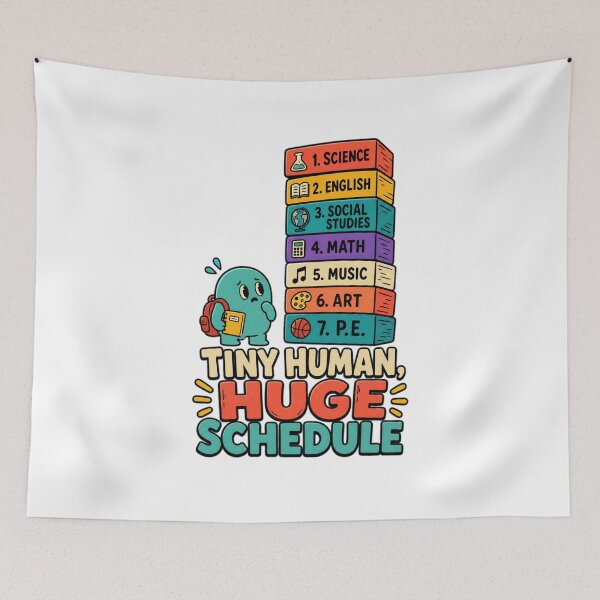 Item preview, Back to School Tiny Human Huge Schedule | Funny School Planner Art designed and sold by Uglyandcute.