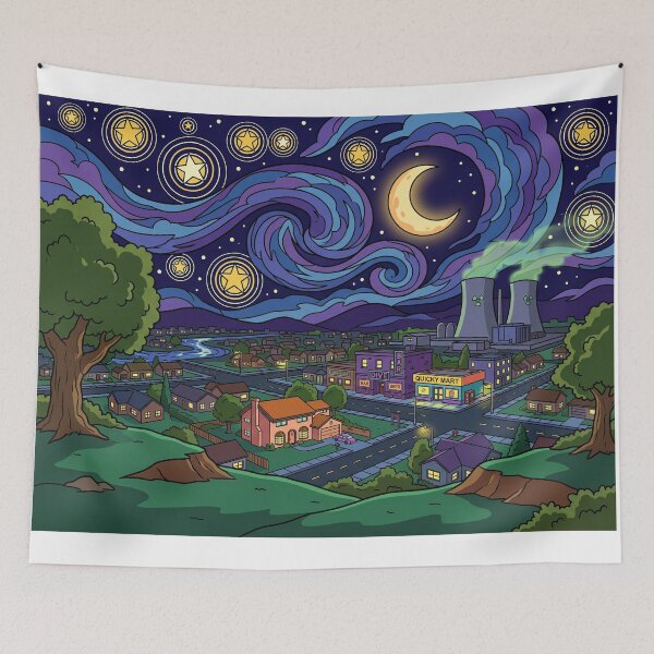 Item preview, Springfield Starry Night Hometown Landscape designed and sold by Bad-Decisions-Designs.