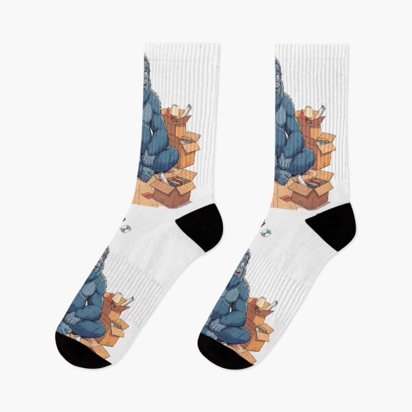 Item preview, Bigfoot Settling In - Funny Sasquatch Sitting Among Moving Boxes T-Shirt designed and sold by Whimsy Trail Co.