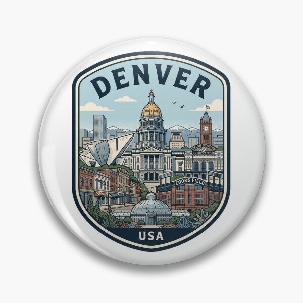 Item preview, Denver Colorado Rocky Mountains Skyline Travel Badge designed and sold by k3rstman1.