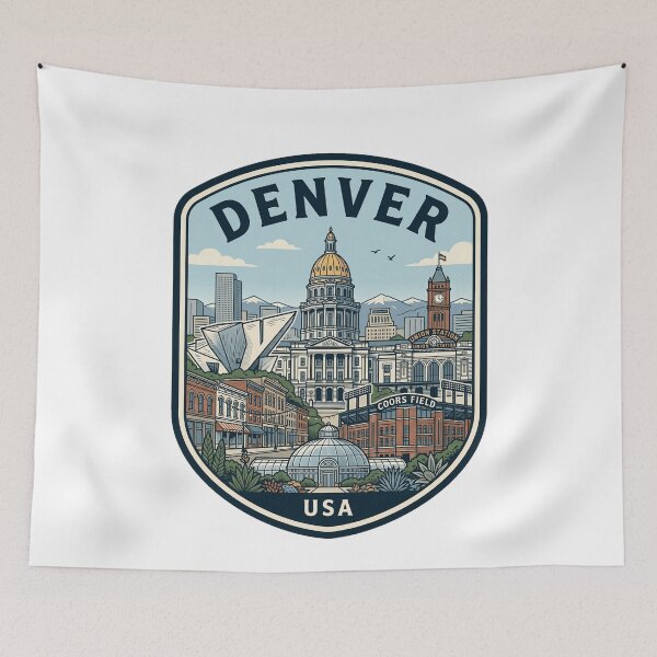 Item preview, Denver Colorado Rocky Mountains Skyline Travel Badge designed and sold by k3rstman1.
