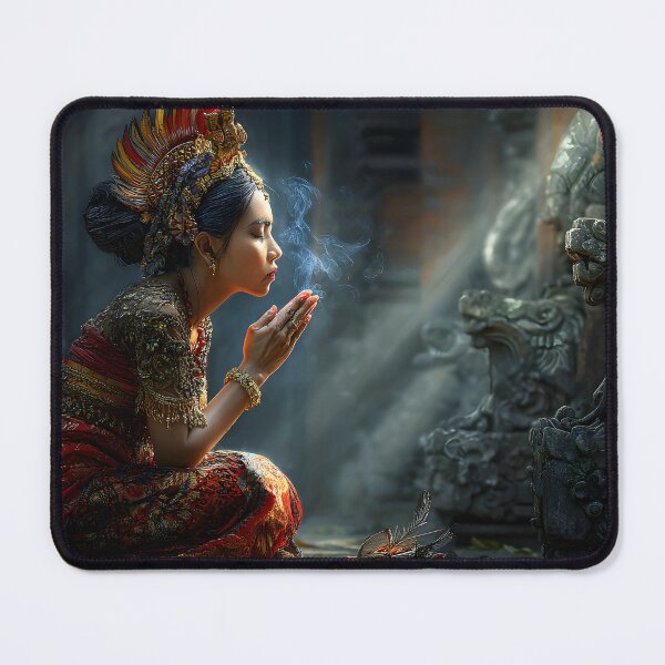 Item preview, Balinese Woman in Prayer Amidst Cultural Heritage designed and sold by Artessie.