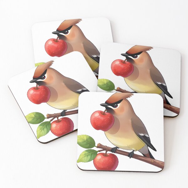 Item preview, Waxwing Eating Apple designed and sold by pumsquare.