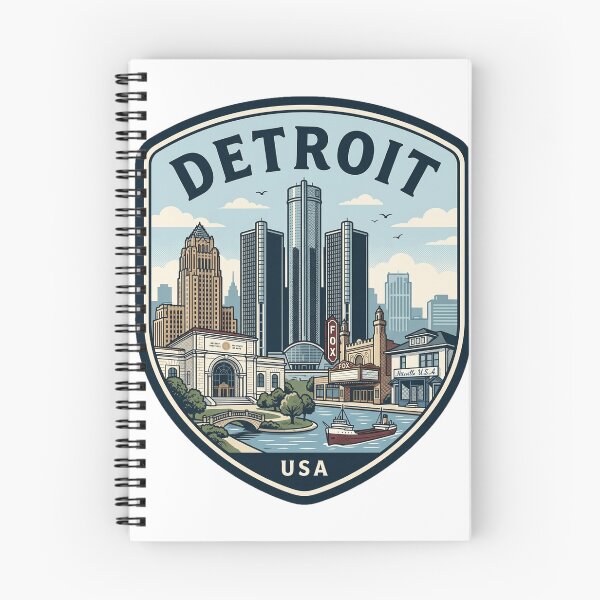 Item preview, Vintage Detroit Michigan Skyline Retro Travel Badge designed and sold by k3rstman1.