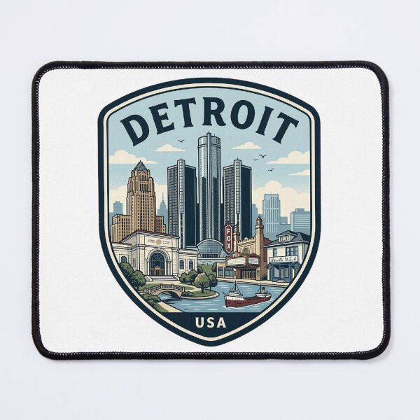Item preview, Vintage Detroit Michigan Skyline Retro Travel Badge designed and sold by k3rstman1.