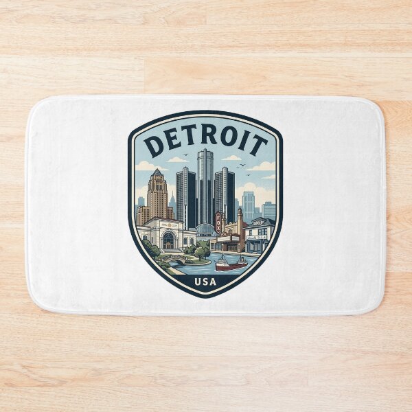 Item preview, Vintage Detroit Michigan Skyline Retro Travel Badge designed and sold by k3rstman1.