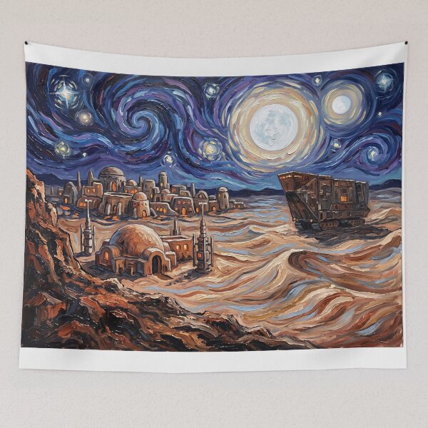 Item preview, Tatooine Starry Night Star Wars Landscape designed and sold by Bad-Decisions-Designs.