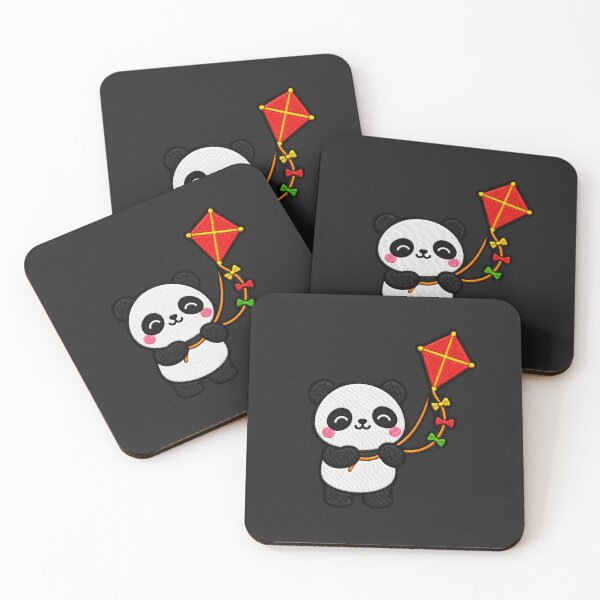 Item preview, Parche bordado Kawaii de un lindo panda volando una cometa designed and sold by ColorSplash123.