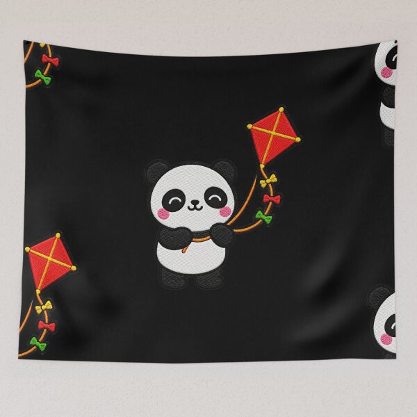 Item preview, Cute Panda Flying Kite Kawaii Embroidery Patch designed and sold by ColorSplash123.
