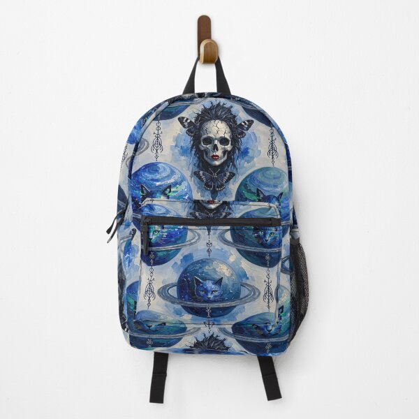 Item preview, Celestial Blue Cat Planet Gothic Skull Moth Seamless Pattern designed and sold by LujziWorld.