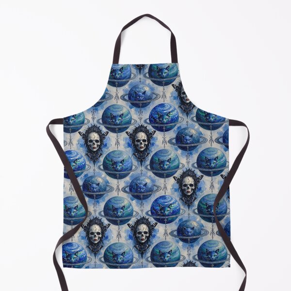 Item preview, Celestial Blue Cat Planet Gothic Skull Moth Seamless Pattern designed and sold by LujziWorld.