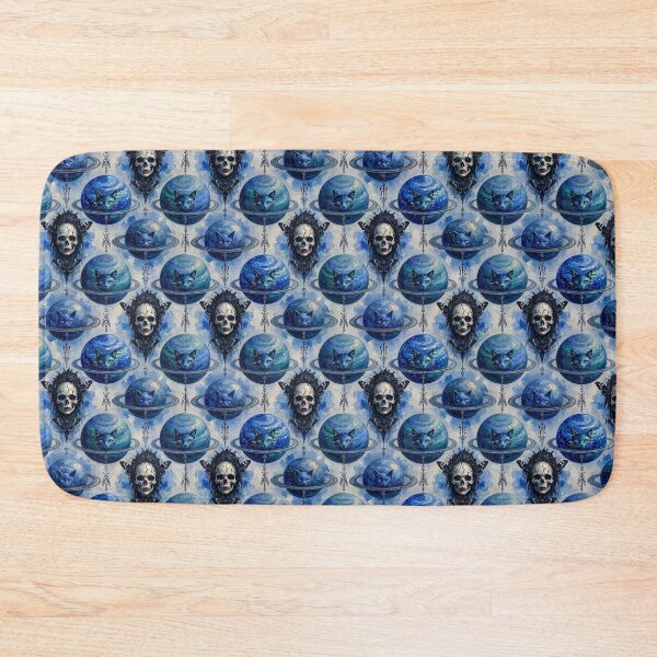 Item preview, Celestial Blue Cat Planet Gothic Skull Moth Seamless Pattern designed and sold by LujziWorld.