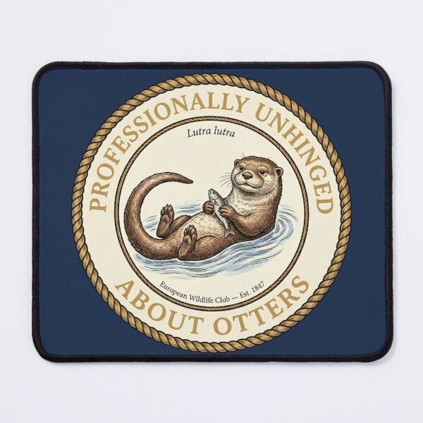 Item preview, Professionally Unhinged About Otters Humor Badge designed and sold by CalmCapy Co.