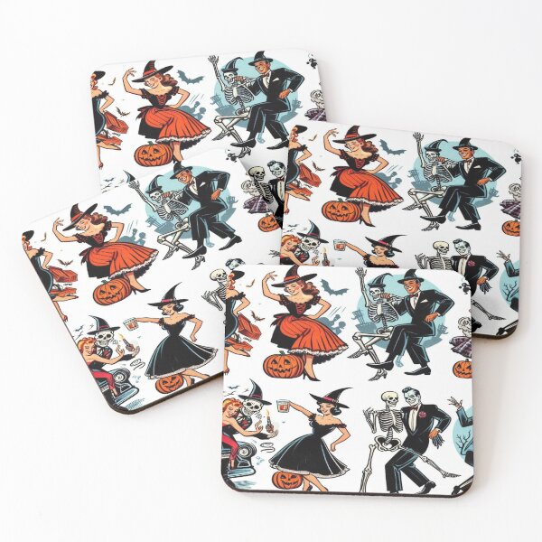 Item preview, Retro Halloween Witches Skeletons Dancing Party Vibes designed and sold by BriSher.